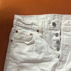 Distressed White Levi’s 501 Jeans